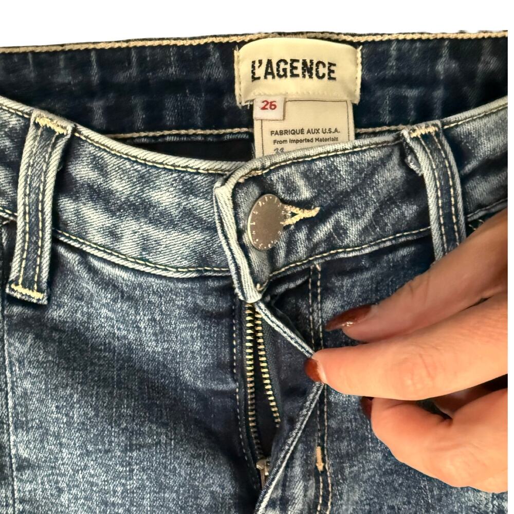 L'Agence Patton Medium Wash Mid Rise Skinny Cargo Denim Jeans size 26 Utility - Picture 12 of 13